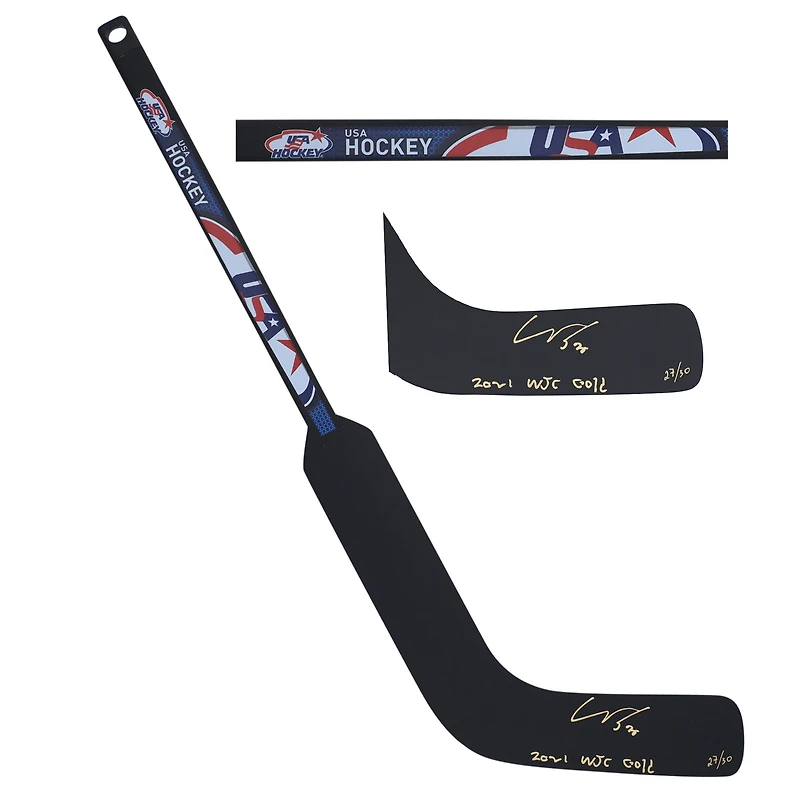 Spencer Knight USA Hockey Autographed Mini Composite Goalie Stick with "2021 WJC GOLD" Inscription - Limited Edition of 30