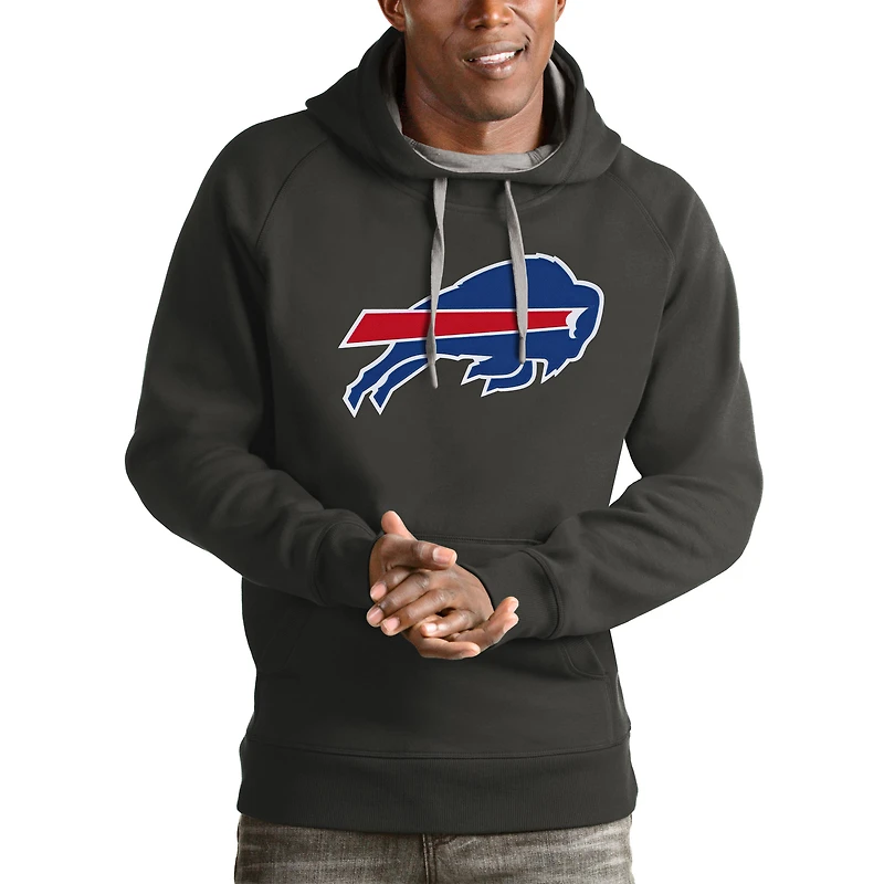 Men's Antigua Charcoal Buffalo Bills Victory Pullover Hoodie