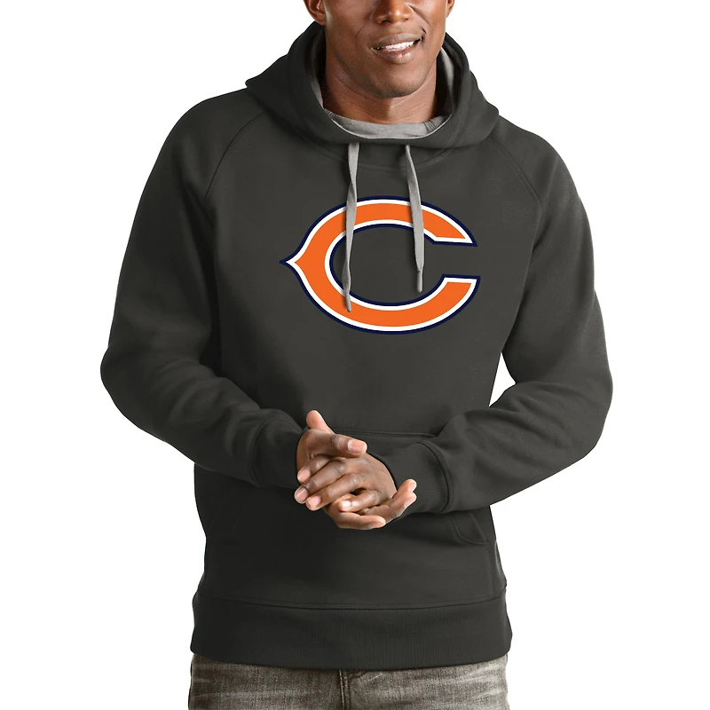 Men's Antigua Charcoal Chicago Bears Victory Pullover Hoodie