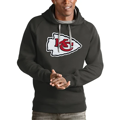 Men's Antigua Charcoal Kansas City Chiefs Victory Pullover Hoodie