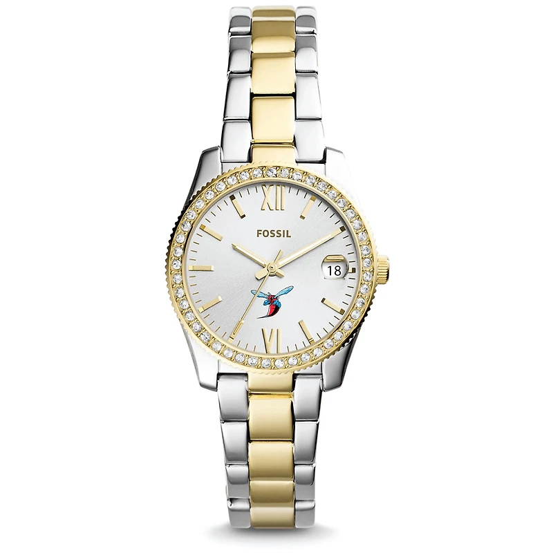Women's Fossil Delaware State Hornets Scarlette Mini Two Tone Stainless Steel Watch