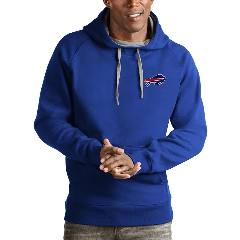 Men's Antigua Royal Buffalo Bills Logo Victory Pullover Hoodie