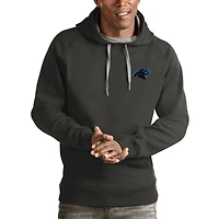 Men's Antigua Charcoal Carolina Panthers Logo Victory Pullover Hoodie