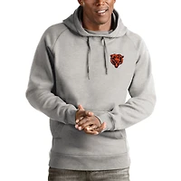 Men's Antigua Heathered Gray Chicago Bears Logo Victory Pullover Hoodie