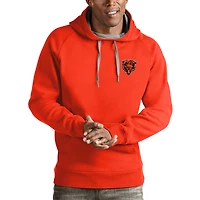 Men's Antigua Orange Chicago Bears Logo Victory Pullover Hoodie