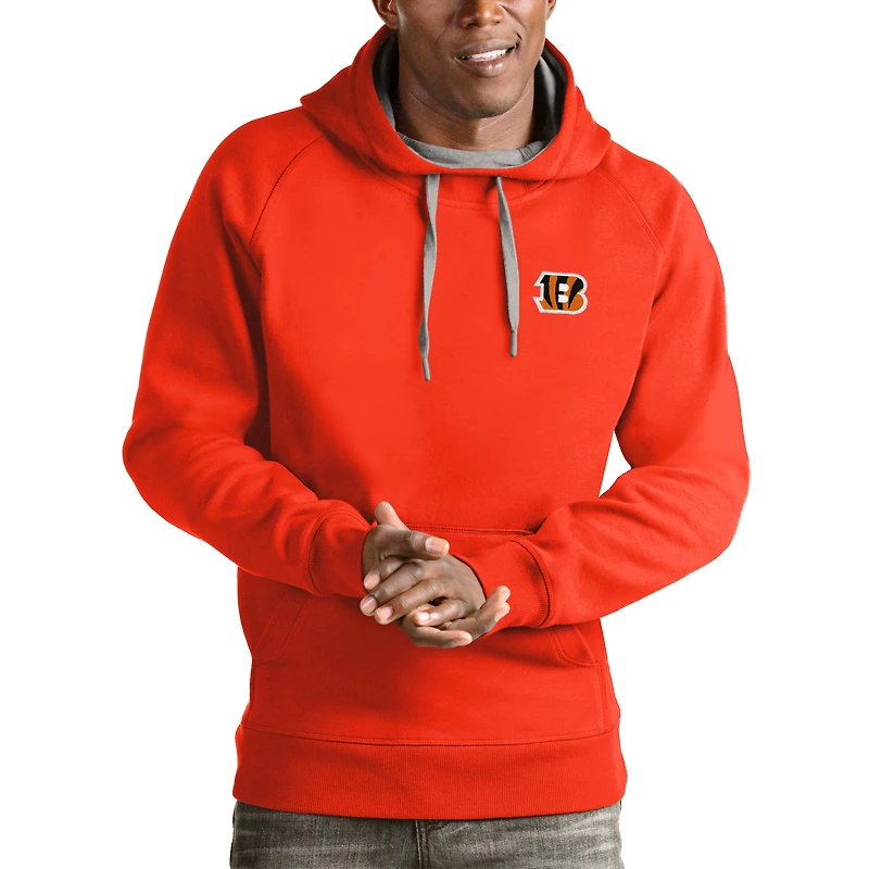 Men's Antigua Orange Cincinnati Bengals Logo Victory Pullover Hoodie