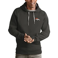 Men's Antigua Charcoal Denver Broncos Logo Victory Pullover Hoodie
