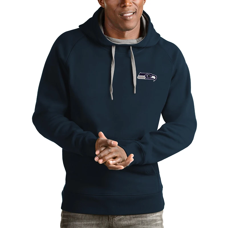 Men's Antigua College Navy Seattle Seahawks Logo Victory Pullover Hoodie