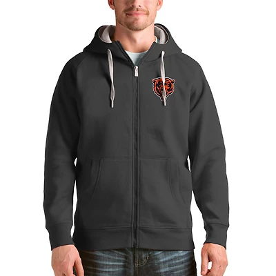 Men's Antigua Charcoal Chicago Bears Victory Full-Zip Hoodie
