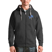 Men's Antigua Charcoal Detroit Lions Victory Full-Zip Hoodie