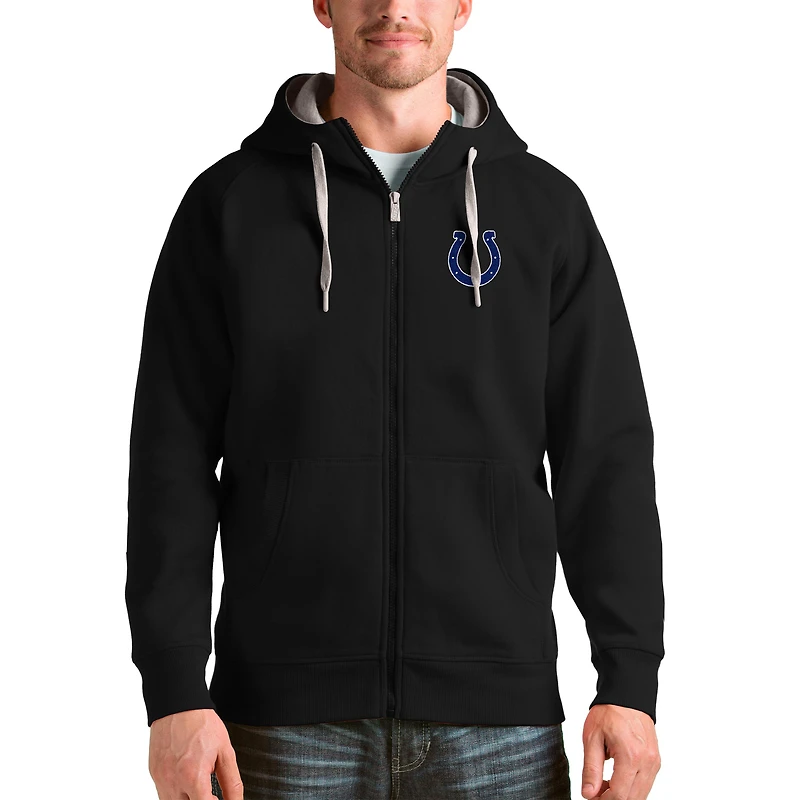 Men's Antigua Black Indianapolis Colts Victory Full-Zip Hoodie