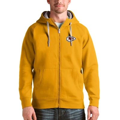 Men's Antigua Gold Kansas City Chiefs Victory Full-Zip Hoodie