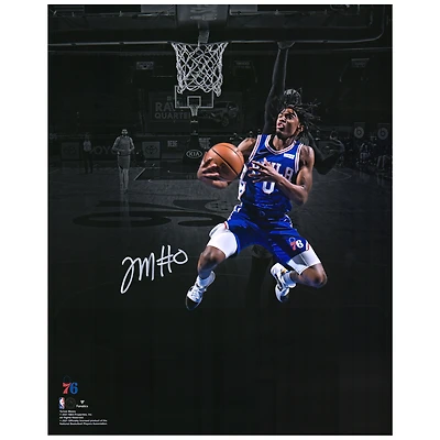 Tyrese Maxey Philadelphia 76ers Autographed 16" x 20" Lay Up in Royal Photograph