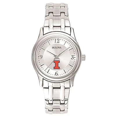 Women's Illinois Fighting Illini Silver-Tone Dial Stainless Steel Quartz Watch