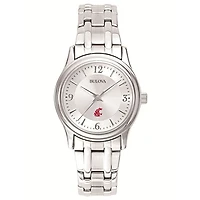 Women's Washington State Cougars Silver-Tone Dial Stainless Steel Quartz Watch