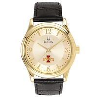 Iowa State Cyclones Gold-Tone Stainless Steel Watch with Black Leather