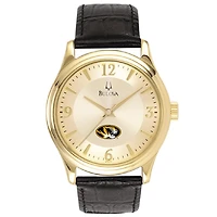 Missouri Tigers Gold-Tone Stainless Steel Watch with Black Leather