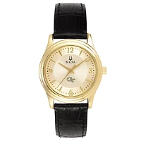 Women's Bulova Gold/Black Georgia Tech Yellow Jackets Stainless Steel Watch with Leather Band