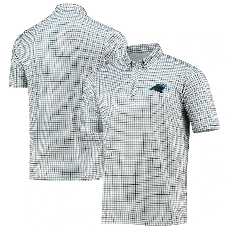 Men's Antigua Gray/Black Carolina Panthers Deliver Button-Down Polo