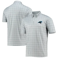 Men's Antigua Gray/Black Carolina Panthers Deliver Button-Down Polo