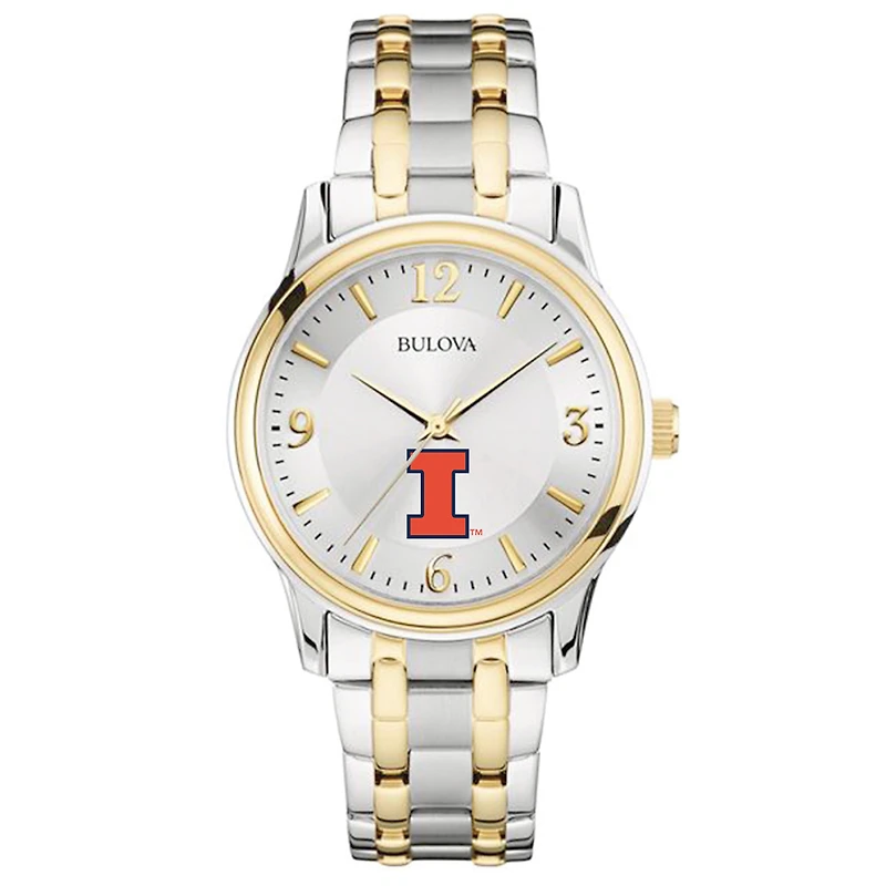 Bulova Silver/Gold Illinois Fighting Illini Classic Two-Tone Round Watch