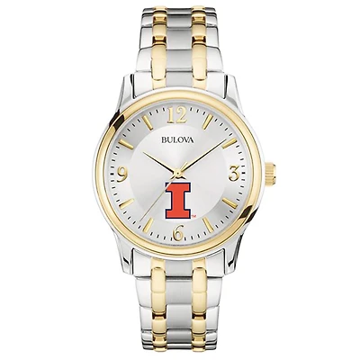 Bulova Silver/Gold Illinois Fighting Illini Classic Two-Tone Round Watch