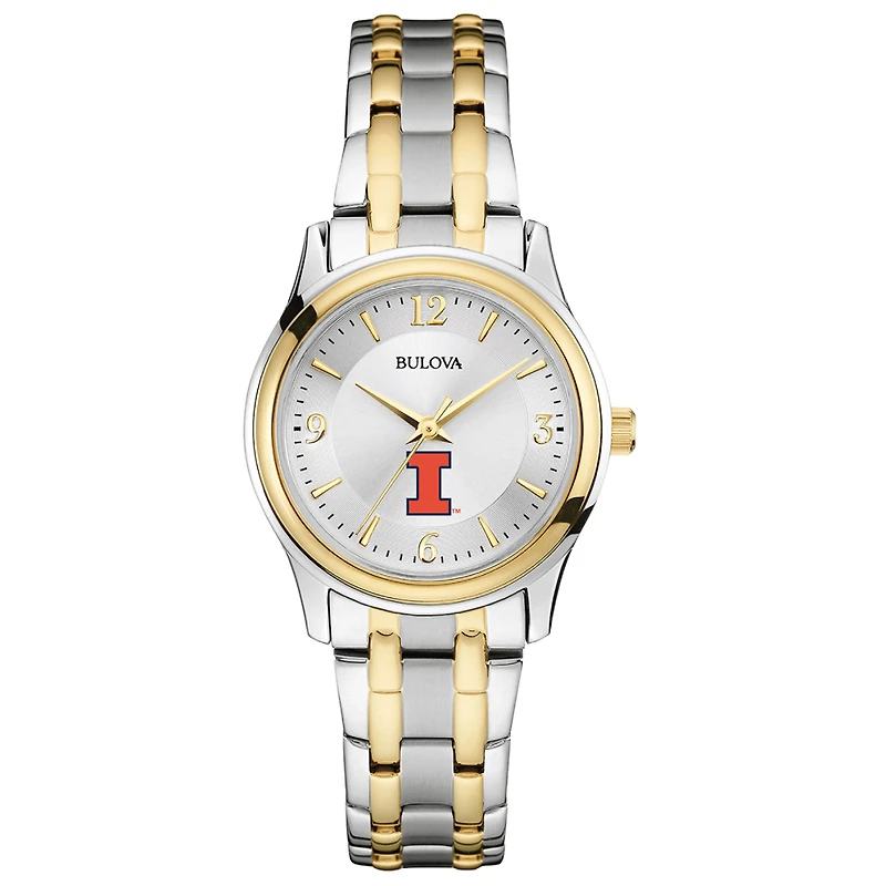 Women's Bulova Silver/Gold Illinois Fighting Illini Classic Two-Tone Round Watch