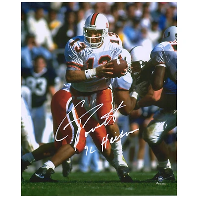 Gino Torretta Miami Hurricanes Autographed 8" x 10" Dropback Photograph with "92 Heisman" Inscription