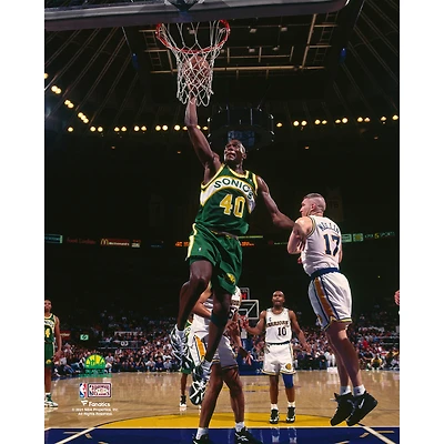 Shawn Kemp Seattle SuperSonics Unsigned Hardwood Classics Driving Dunk vs. Golden State Warriors Photograph