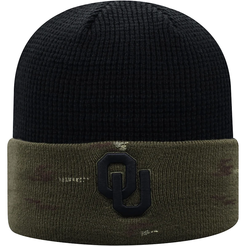 Men's Top of the World Olive/Black Oklahoma Sooners OHT Military Appreciation Skully Cuffed Knit Hat