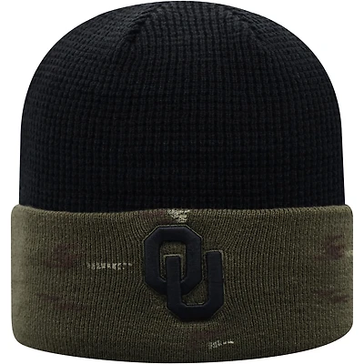 Men's Top of the World Olive/Black Oklahoma Sooners OHT Military Appreciation Skully Cuffed Knit Hat