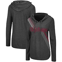 Women's Colosseum Heather Charcoal Ohio State Buckeyes Bernadette Lightweight Hooded Long Sleeve T-Shirt