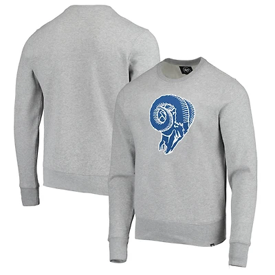 Men's '47 Heathered Gray Los Angeles Rams Imprint Headline Throwback Fleece Pullover Sweatshirt