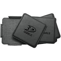 Anaheim Ducks 4-Pack Personalized Leather Coaster Set
