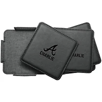 Atlanta Braves 4-Pack Personalized Leather Coaster Set