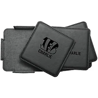 Cincinnati Bengals 4-Pack Personalized Leather Coaster Set