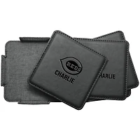 Cincinnati Reds 4-Pack Personalized Leather Coaster Set
