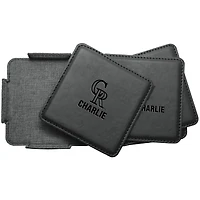 Colorado Rockies 4-Pack Personalized Leather Coaster Set