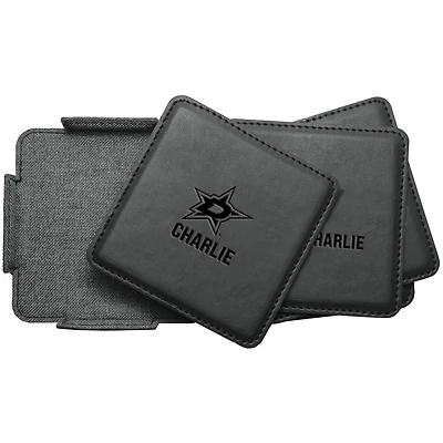 Dallas Stars 4-Pack Personalized Leather Coaster Set