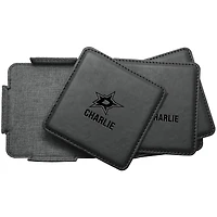 Dallas Stars 4-Pack Personalized Leather Coaster Set