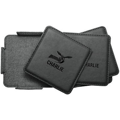 Delaware State Hornets 4-Pack Personalized Leather Coaster Set