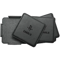 Houston Rockets 4-Pack Personalized Leather Coaster Set