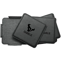 Houston Texans 4-Pack Personalized Leather Coaster Set