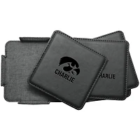 Iowa Hawkeyes 4-Pack Personalized Leather Coaster Set
