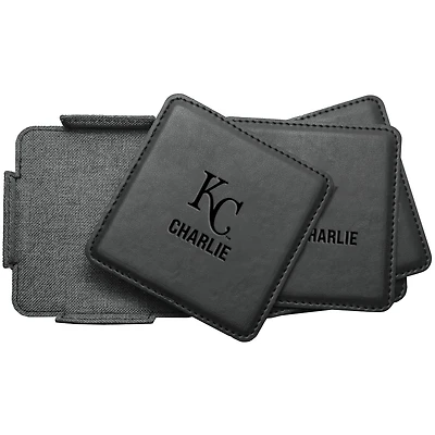 Kansas City Royals 4-Pack Personalized Leather Coaster Set