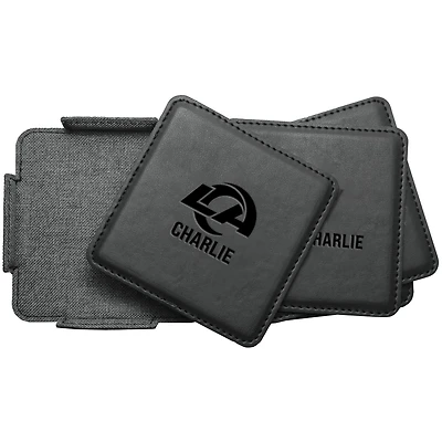 Los Angeles Rams 4-Pack Personalized Leather Coaster Set