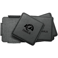 Los Angeles Rams 4-Pack Personalized Leather Coaster Set