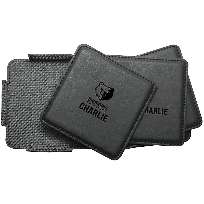 Memphis Grizzlies 4-Pack Personalized Leather Coaster Set