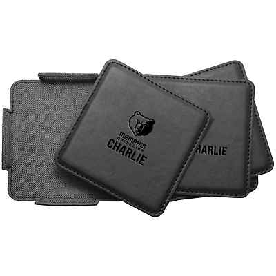 Memphis Grizzlies 4-Pack Personalized Leather Coaster Set