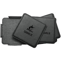 Miami Marlins 4-Pack Personalized Leather Coaster Set